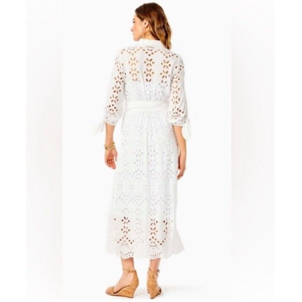 Lilly Pulitzer Amrita Eyelet Midi Dress Resort White Soiree Eyelet Size 2 NWOT - Picture 2 of 13